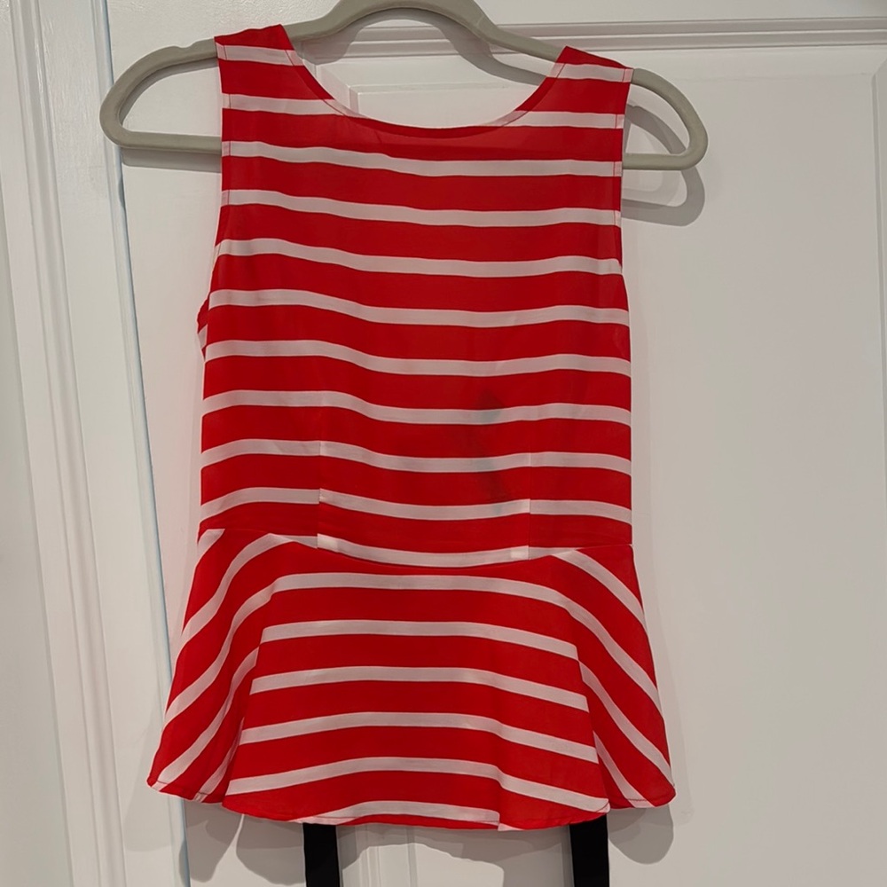Red and White Striped Sleeveless Top